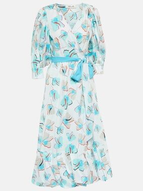 DVF Roxanna Floral Wrap Midi Dress Size 6 Pockets